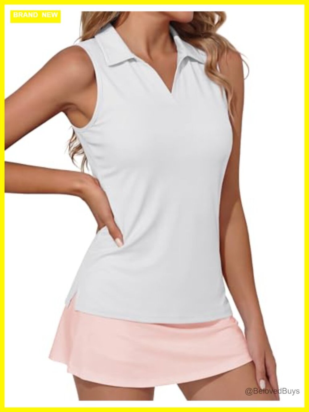Womens Sleeveless Golf Polo Shirt UPF 50+ V-Neck Collared Athletic Tank